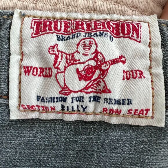 True Religion Jeans Womens 27 Gray Billy Row Seat Distressed Skinny USA Denim - Picture 10 of 16